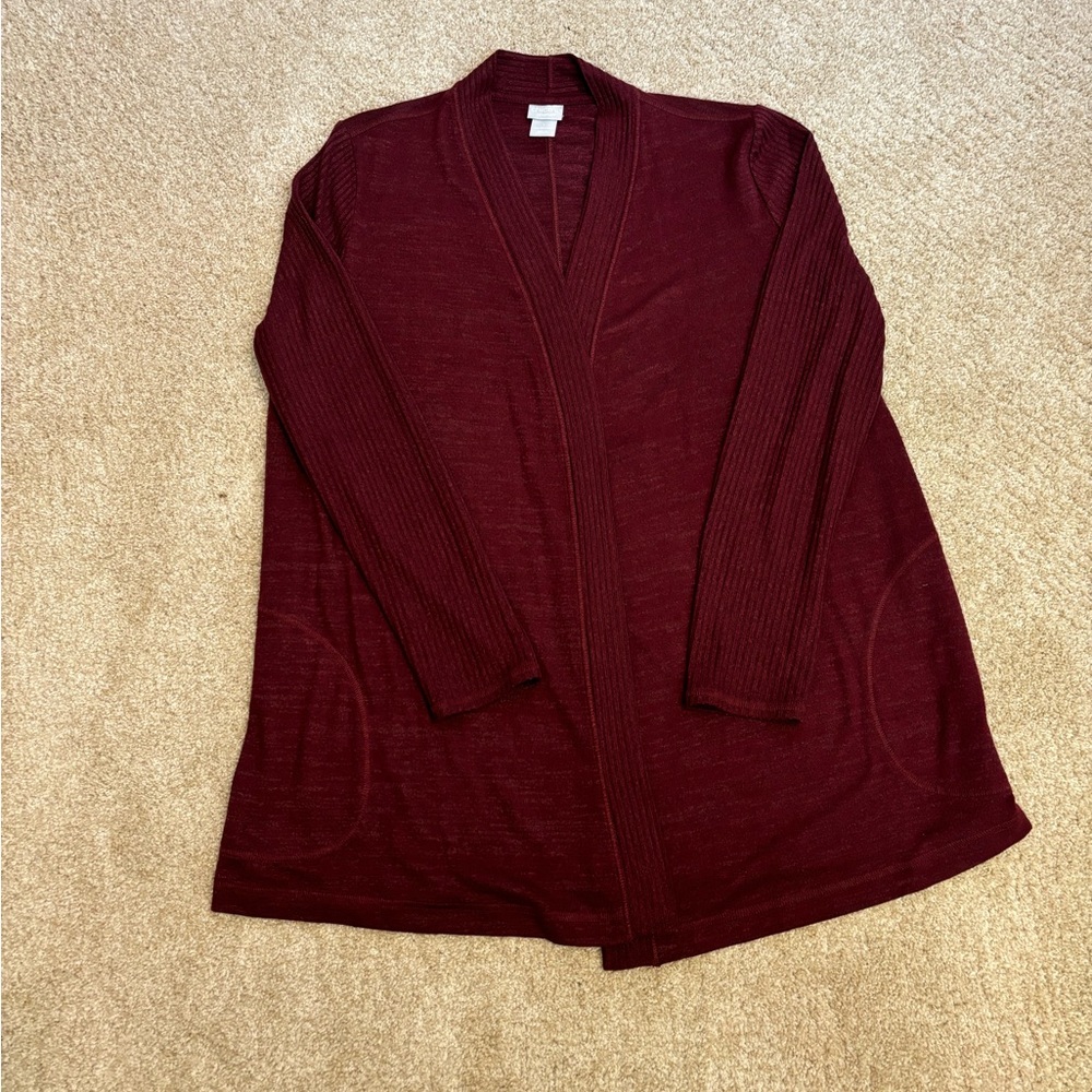 Chicos burgundy sweater cardigan.  Excellent condition. Size 1 or medium.